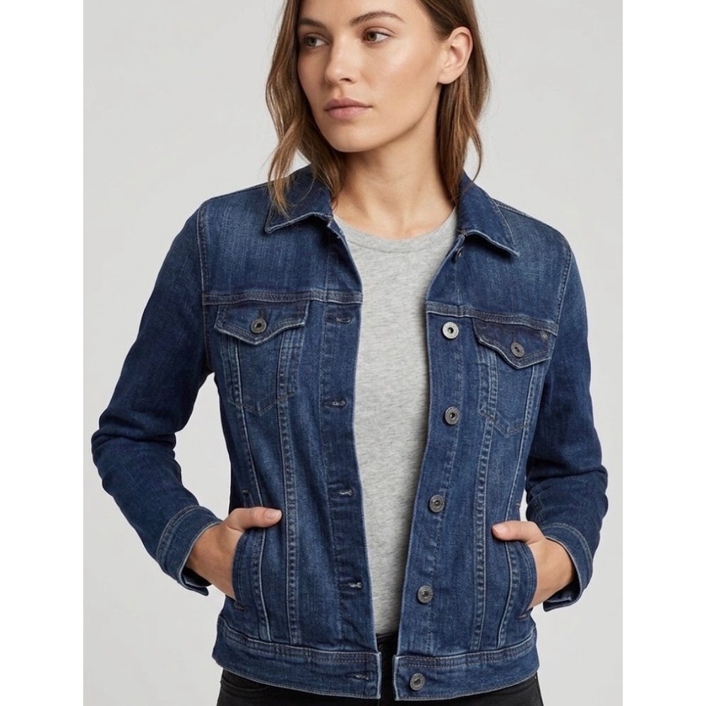 AG Adriano Goldschmied Robyn Denim Jacket Dark Wash Slim Fit Stretch Small NEW